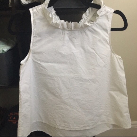 Anthro HD in Paris WHITE Ruffled Poplin top - Picture 3 of 5